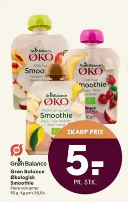 SPAR Grøn Balance Økologisk Smoothie, DKK 5 tilbud