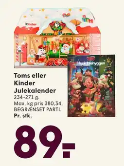 SPAR Toms eller Kinder Julekalender, DKK 89 tilbud