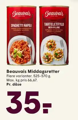 SPAR Beauvais Middagsretter, DKK 35 tilbud