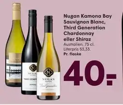 SPAR Nugan Kamona Bay Sauvignon Blanc, Third Generation Chardonnay eller Shiraz, DKK 40 tilbud