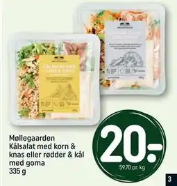 REMA 1000 Møllegaarden Kålsalat med korn & knas eller rødder & kål med goma 335 g, DKK 20 tilbud