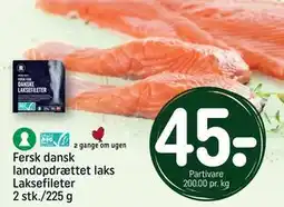 REMA 1000 Fersk dansk landopdrættet laks Laksefileter 2 stk./225 g, DKK 45 tilbud