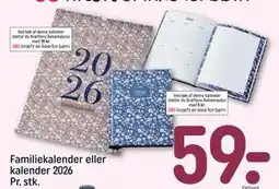 REMA 1000 Familiekalender eller kalender 2026 Pr. stk., DKK 59 tilbud