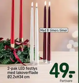 REMA 1000 2-pak LED festlys med lakoverflade Ø2.2xH34 cm, DKK 49 tilbud