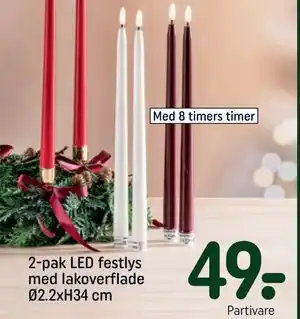 REMA 1000 2-pak LED festlys med lakoverflade Ø2.2xH34 cm, DKK 49 tilbud