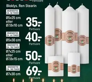 REMA 1000 Bloklys. Ren Stearin tilbud