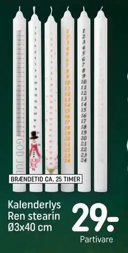 REMA 1000 Kalenderlys Ren stearin Ø3x40 cm, DKK 29 tilbud