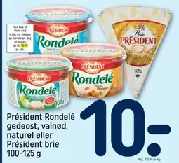 REMA 1000 Président Rondelé gedeost, valnød, naturel eller Président brie, DKK 10 tilbud