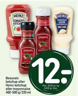 REMA 1000 Beauvais ketchup eller Heinz ketchup eller mayonnaise 480-500 g/220 ml, DKK 12 tilbud