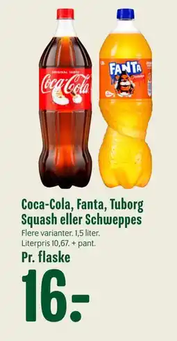 Min Købmand Coca-Cola, Fanta, Tuborg Squash eller Schweppes, DKK 16 tilbud