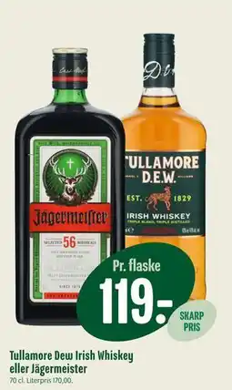 Min Købmand Tullamore Dew Irish Whiskey eller Jägermeister, DKK 119 tilbud