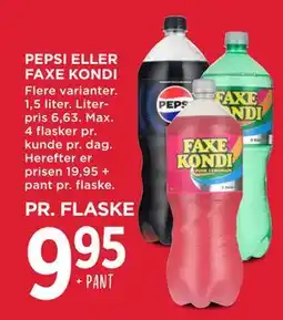 MENY PEPSI ELLER FAXE KONDI, DKK 9.95 tilbud