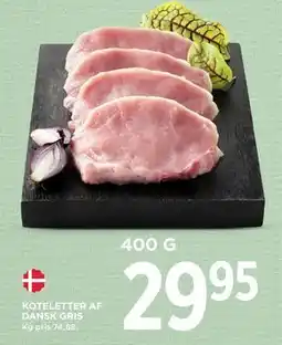 MENY KOTELETTER AF DANSK GRIS, DKK 29.95 tilbud