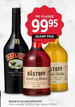 MENY BAILEYS ELLER RÅSTOFF, DKK 99.95 tilbud