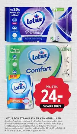 MENY LOTUS TOILETPAPIR ELLER KØKKENRULLER, DKK 24 tilbud