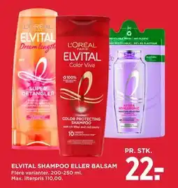 MENY ELVITAL SHAMPOO ELLER BALSAM, DKK 22 tilbud