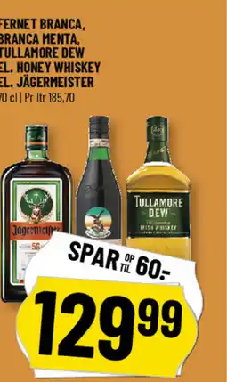 Løvbjerg Fernet branca, branca menta, tullamore dew el. honey whiskey el. jägermeister tilbud