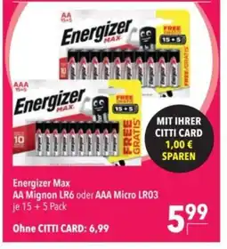 Citti Energizer Max AA Mignon LR6 oder AAA Micro LR03 tilbud