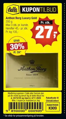 Calle Anthon Berg Luxury Gold tilbud