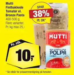 Calle Mutti Finthakkede Tomater el. Bronze Pasta, DKK 10 tilbud