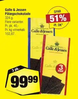Calle Galle & Jessen Pålægschokolade, DKK 99.99 tilbud