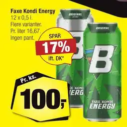 Calle Faxe Kondi Energy, DKK 100 tilbud