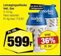 Calle Letvægtsgasflaske Inkl. Gas, DKK 599 tilbud