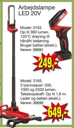 Harald Nyborg Arbejdslampe LED 20V, DKK 649 tilbud