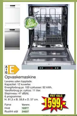 Harald Nyborg Opvaskemaskine, DKK 1599 tilbud