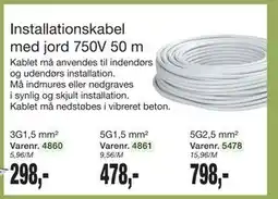 Harald Nyborg Installationskabel med jord 750V 50 m tilbud