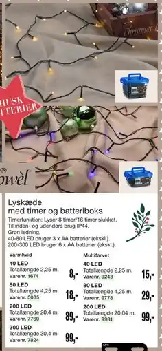 Harald Nyborg Lyskæde med timer og batteriboks tilbud