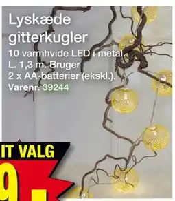 Harald Nyborg Lyskæde gitterkugler, DKK 29 tilbud