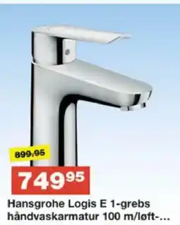 Bauhaus Hansgrohe logis e 1-grebs håndvaskarmatur 100 m/løft tilbud