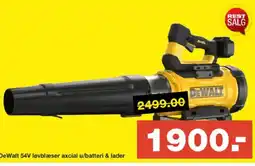 Bauhaus DeWalt 54V løvblæser axcial u/batteri & lader tilbud
