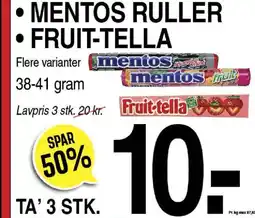 ABC Lavpris Mentos ruller • fruit-tella tilbud