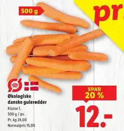 Lidl Økologiske danske gulerødder, DKK 12 tilbud