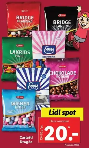 Lidl Carletti Dragée 200-210g tilbud