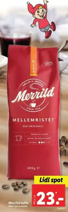 Lidl Merrild Kaffe 400g tilbud