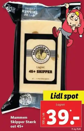 Lidl Mammen Skipper Stærk Ost 45+ 500g tilbud