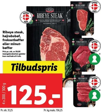 Lidl Ribeye Steak, Højrebsbøf, Frokostbøffer Eller Minut-Bøffer tilbud