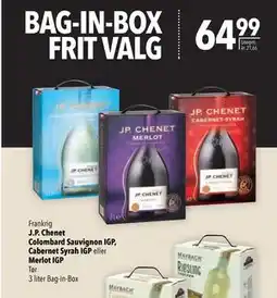 Citti J.P. Chenet Colombard Sauvignon IGP, Cabernet Syrah IGP eller Merlot IGP, DKK 64.99 tilbud