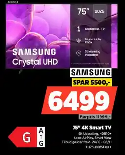 Power SAMSUNG 75" 4K Smart TV TU75U8075FUXX tilbud