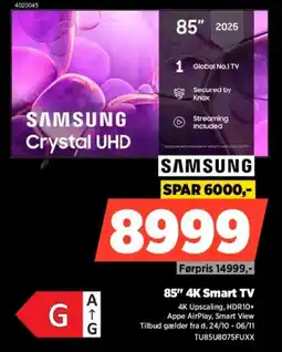 Power SAMSUNG 85" 4K Smart TV TU85U8075FUXX tilbud