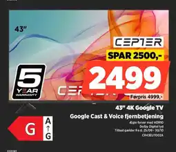 Power CEPTER 43" 4K Google TV CR43EU7002A tilbud