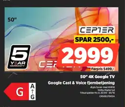 Power CEPTER 50" 4K Google TV CR50EU7002A tilbud