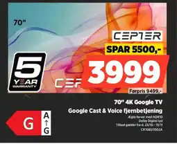 Power CEPTER 70" 4K Google TV CR70EU7002A tilbud