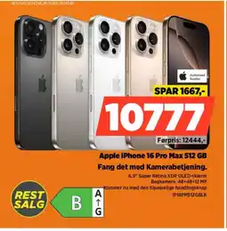 Power Apple iPhone 16 Pro Max 512 GB IP16PM512GBLK tilbud
