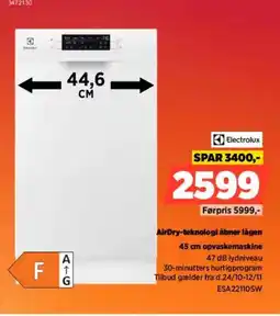 Power Electrolux 45 cm opvaskemaskine ESA22110SW tilbud