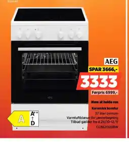 Power AEG Keramisk komfur CCB62003BW tilbud