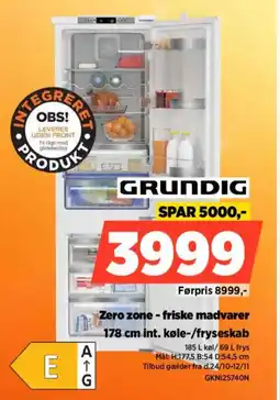 Power GRUNDIG 178 cm int. køle-/fryseskab GKN125740N tilbud
